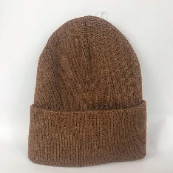 New Carhartt Spell Out Winter Beanie Hat Brown - Picture 2 of 3